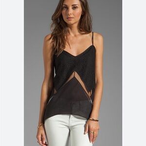 BCBGMaxAzria Black Cora Camisole with Sheer Accents - Small